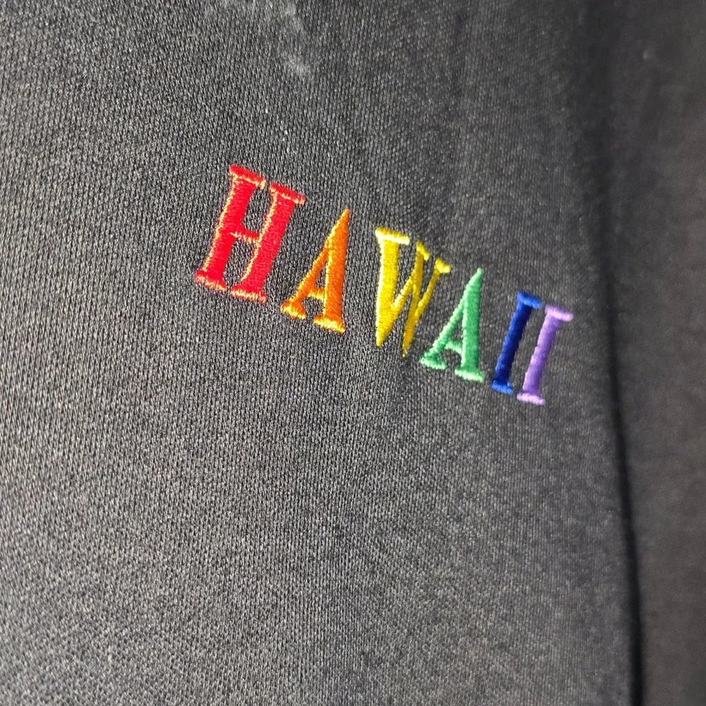 Hawaiian Flavor Swimsuit Cover-up Black with Rainbow accents pockets‎ Hawaii